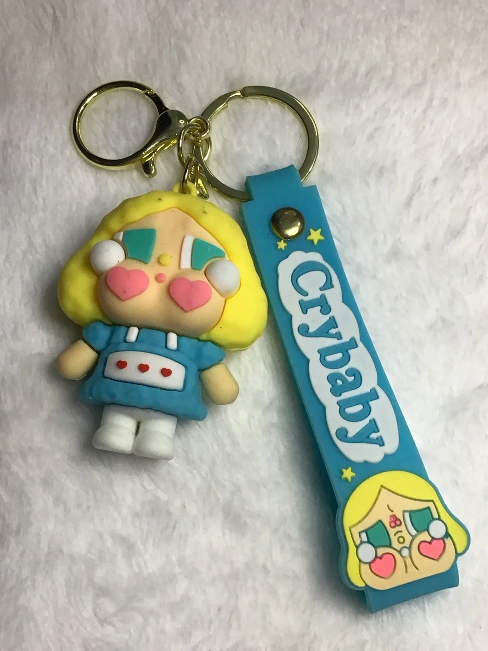 Blue Heart-Eye Doll Keychain & Card Holder Accessory